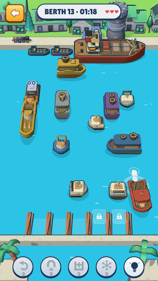 A Berth Sort level played with the Wooden Toys boat skin