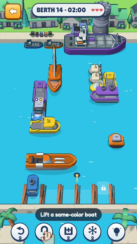 Кадр игры Harbor Escape: нажмите на лодку, чтобы вывести её из гавани