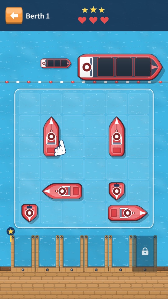 Harbor Escape gameplay: tap a boat to sail it out of the crowded harbor